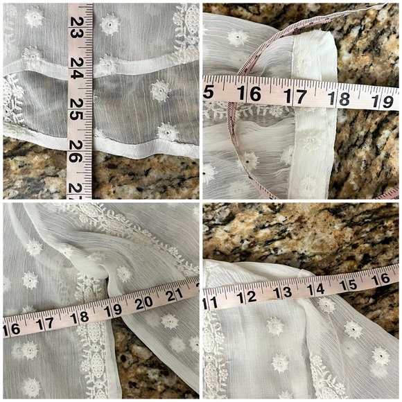 Olive+Oak Romantic Sheer White Blouse Embroidery Long Sleeve Flow Boho Chic XS - Picture 6 of 11